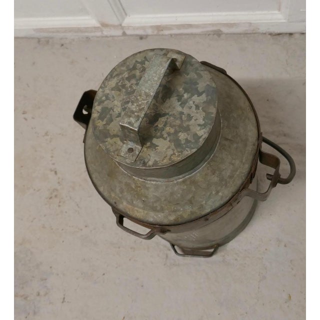 19th century galvanised metal milk churn with iron strapping A good large piece, with handle, made in galvanised metal...