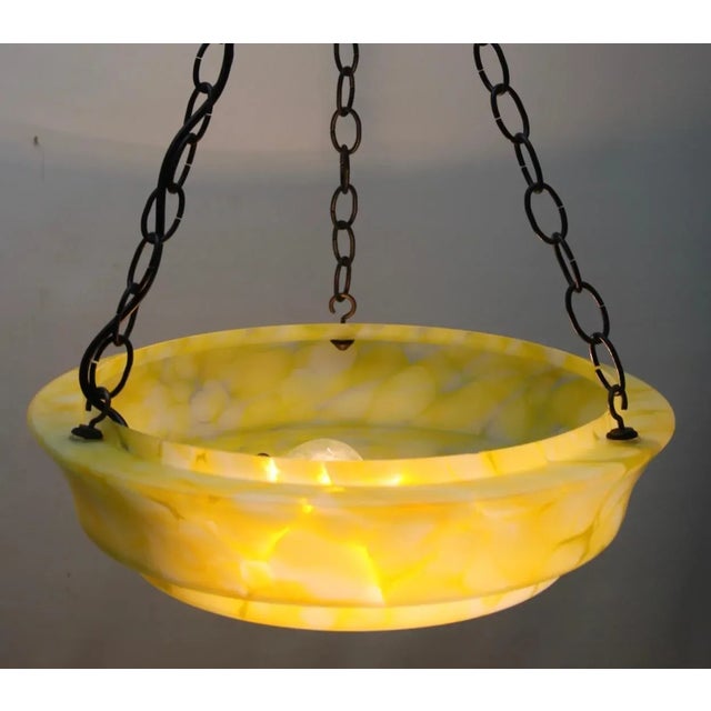 Art Deco Scailmont Belgium Glass Shade Ceiling Lamp, 1930s For Sale - Image 11 of 12