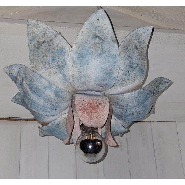 Vintage Florentine Ceiling Lamp in Hand-Painted Metal, 1980s For Sale - Image 4 of 9