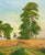 Mid Century Fields of Wheat Landscape - Oil on Canvas-Wrapped Illustration Board Idyllic landscape of a path winding...