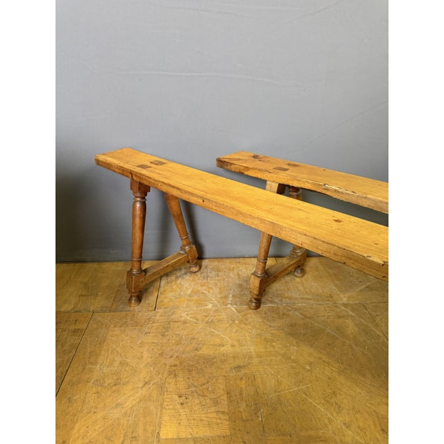 Louis Philippe Cherrywood Benches, 1850, Set of 2 For Sale - Image 3 of 5