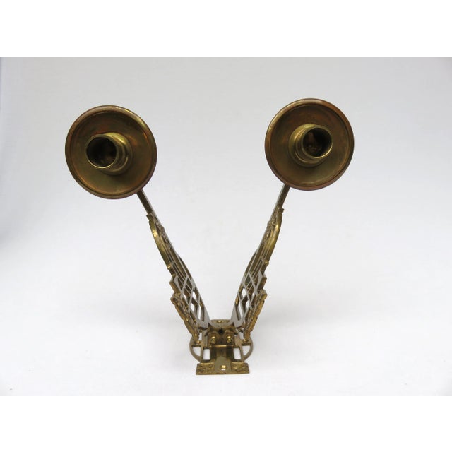 Art Nouveau Brass Piano Candleholders, Set of 2 For Sale - Image 15 of 16