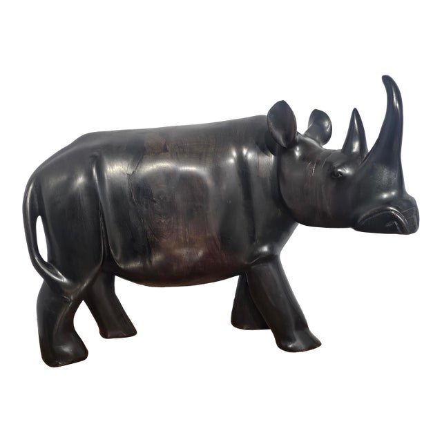 Late 20th Century African Ebonized Wood Figure of a Rhinoceros For Sale