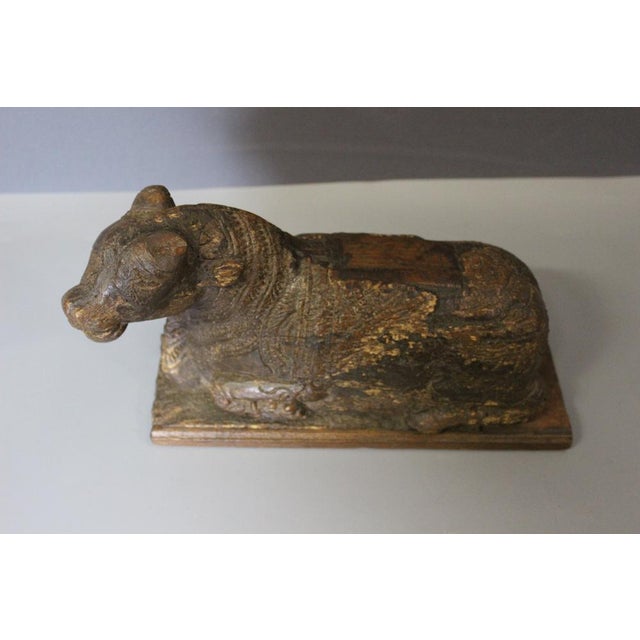 19th Century Sacred Cow in Carved Wood, India, 1800s For Sale - Image 5 of 12