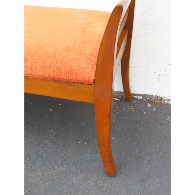 Mid Century Modern Caned Long Upholstered Window Hall End of Bed Bench 6636 For Sale - Image 15 of 15