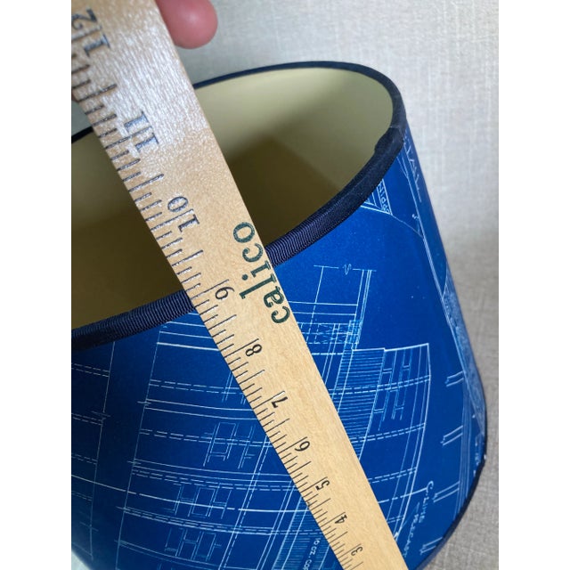 Vintage 1960s Architectural Blueprint Lamp Shade For Sale - Image 4 of 9