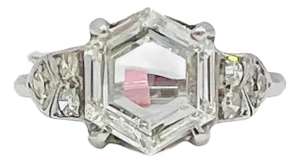 Gia 2 Carat Hexagonal Ring in Platinum, Size 6
