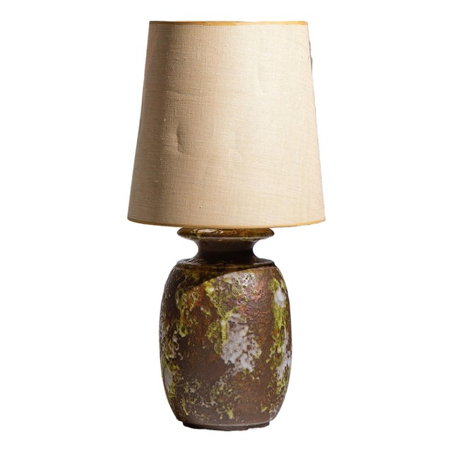 Mid Century Drip Glaze Studio Pottery Table Lamp For Sale
