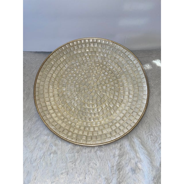 Vintage Mid Century Modern Mosaic Round Decorative Plate Platter Tray