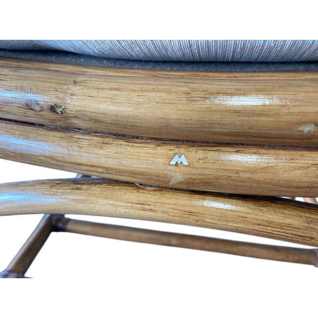 Wood Vintage McGuire Style Arm Chair, Rattan For Sale - Image 7 of 12