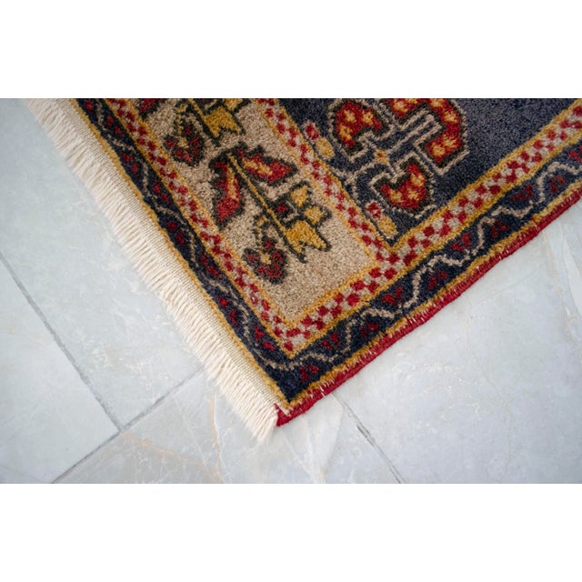 Textile 1960s Vintage Hand Knotted Small Rug, Kitchen, Bath Entry Decor Turkish Rug 2x4 Ft Approx For Sale - Image 7 of 13