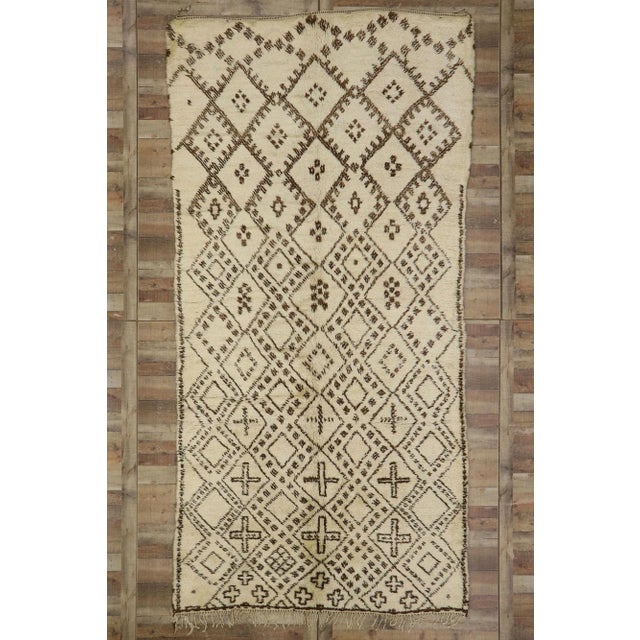 Beige Vintage Berber Beni Ourain Moroccan Rug - 06'06 X 13'01 For Sale - Image 8 of 9