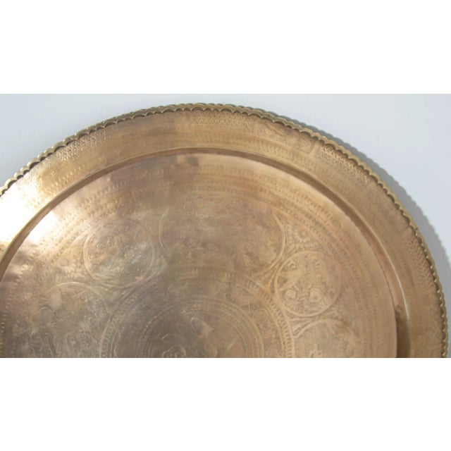 1950s Hanging Metal Brass Tray Mid Century Modern Chinoiserie Wall Decor 35 in D For Sale - Image 12 of 12