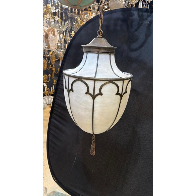 1900 Leaded Glass Light Fixture For Sale In New York - Image 6 of 7