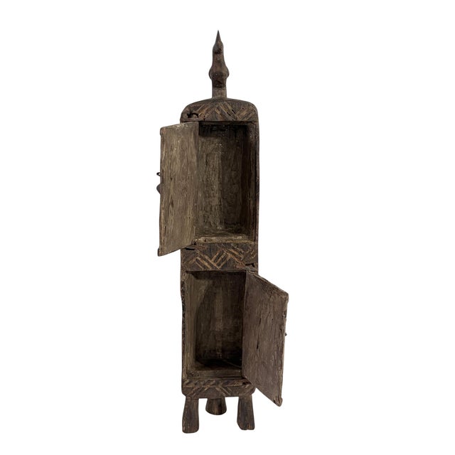 Brown Vintage Unique Dogon Hand Carved Wooden Box Mali 17.5" H For Sale - Image 8 of 10