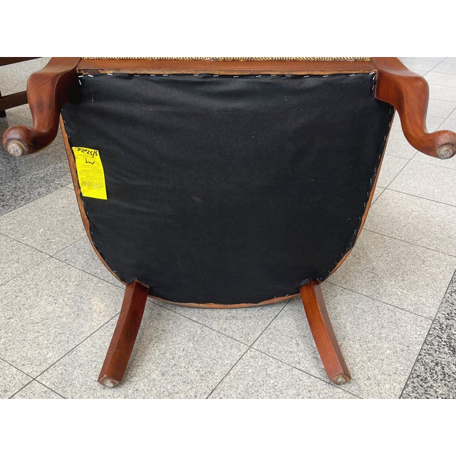 Danish Art Deco Mahogany Lounge Chairs in Donghia Gold Chevron - A Pair For Sale - Image 14 of 15