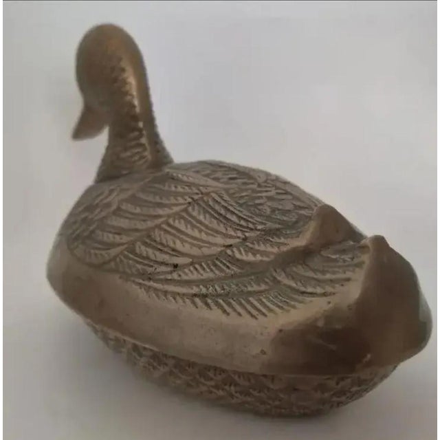 Mid-Century Modern 1970s Mid-Century Modern Solid Brass Mallard Duck Lidded Box For Sale - Image 3 of 13