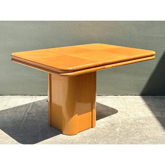 Mid-Century Modern Vintage Geometric Wood Extendable Game Table For Sale - Image 3 of 12