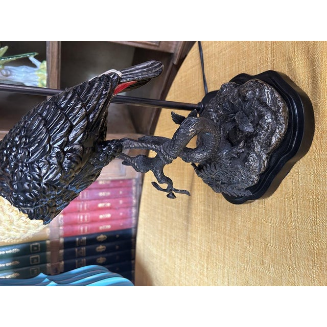 Early 21st Century Porcelain and Bronze Toucan Lamp with Oval Right Lampshade by Gand & C For Sale - Image 5 of 6