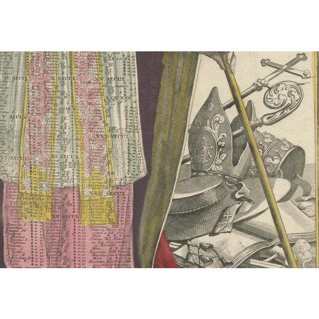 Seutter, Papal Chronology and Symbols of the Vatican, 1740, Print For Sale - Image 3 of 11