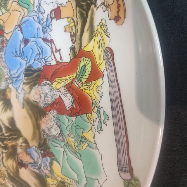 Chinese Ceramic Plate,Qianlong Marked Famille Rose Porcelain Plate Hand Painted Figures Story Pattern For Sale - Image 4 of 11