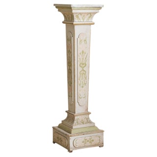 French Art Nouveau Hand-Painted Wood Pedestal, 1960s For Sale