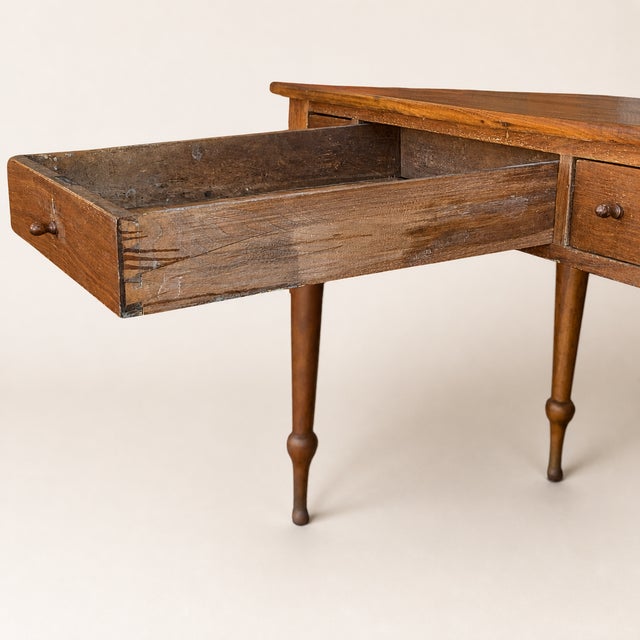Antique Walnut Three-Drawer Writing Desk With Turned Legs For Sale - Image 15 of 18
