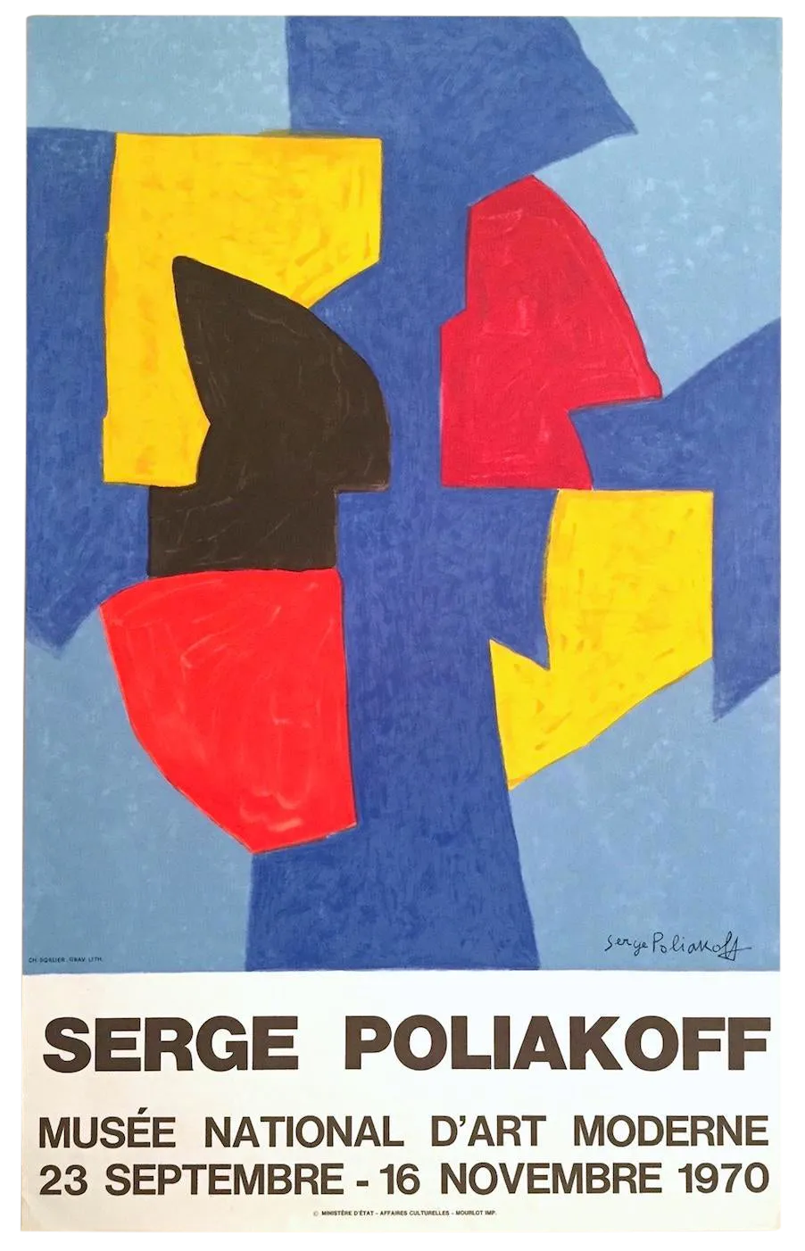 Serge Poliakoff Vintage 1970 Mourlot Lithograph Print Modernist