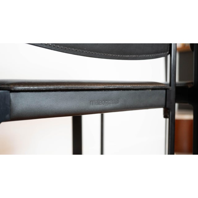 1980s Mid-Century Matteo Grassi Black Saddle Leather Sistina Bar Stools - Set of 4 For Sale - Image 14 of 14
