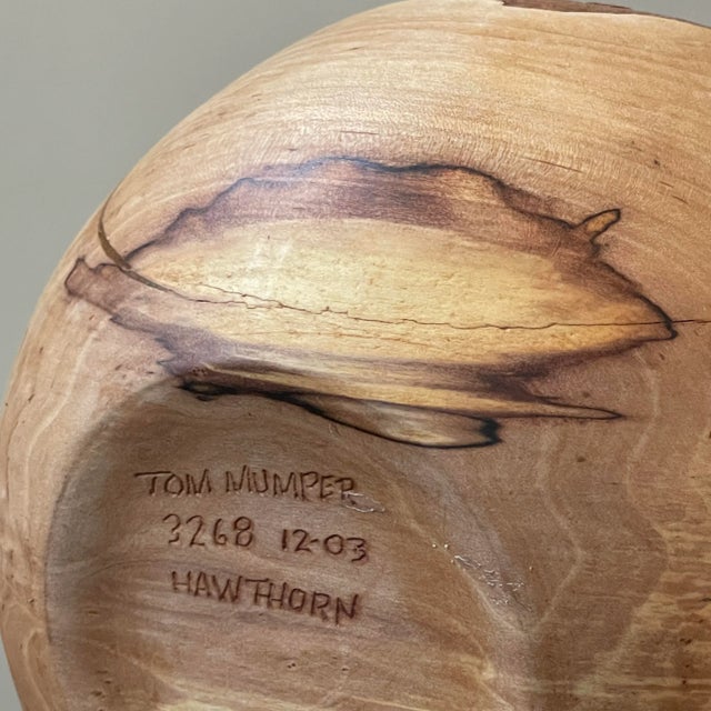 Wood Vintage Studio Craft Live Edge Hawthorn Wood Bowl by Tom Mumper, Signed (2003) For Sale - Image 7 of 9