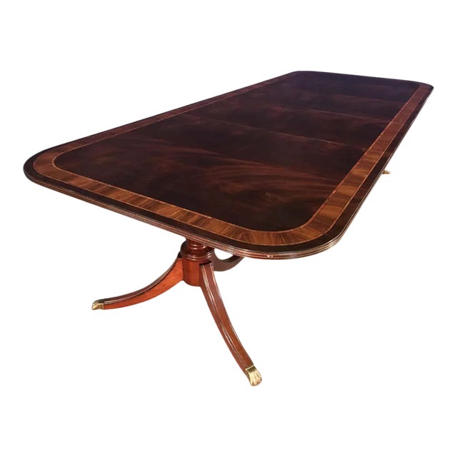 Leighton Hall Made-To-Order Multi-Banded Mahogany Dining Table For Sale