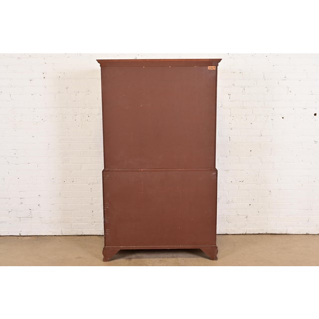 1980s Baker Furniture Georgian Carved Mahogany Eight-Drawer Highboy Dresser For Sale - Image 12 of 13