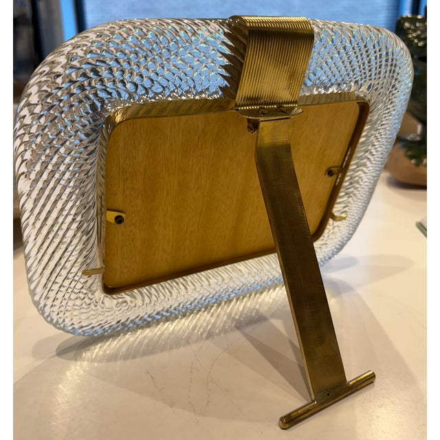 Glass Frame - Landscape Orientation Hand blown Murano Style glass picture frame with brass accents. Dimensions: Overall -...