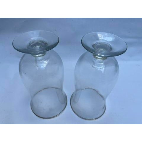 Vintage Clear Glass Gold Rim Candle Hurricanes a Pair For Sale - Image 6 of 8