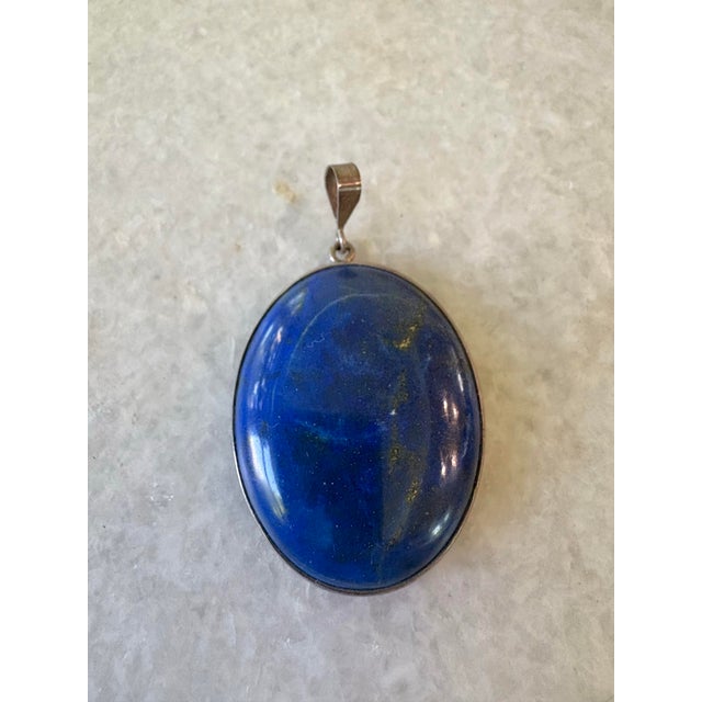 Mid 20th Century Vintage Lapis and Silver Pendant For Sale - Image 5 of 5