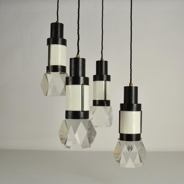 Hanging Light with Four Pendants by Gaetano Missaglia, 1970s For Sale - Image 3 of 16
