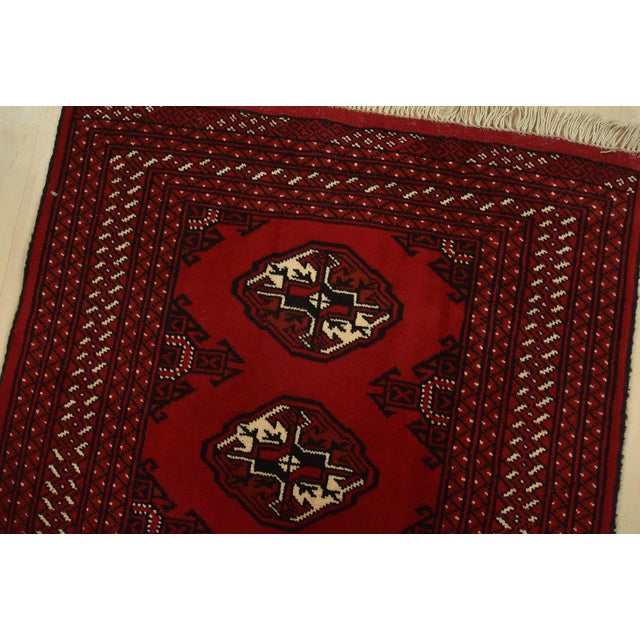 Turkmen Runner 2’9” X 9’3” Red Wool Vintage Tribal Hand-Knotted Oriental Rug For Sale In Philadelphia - Image 6 of 12