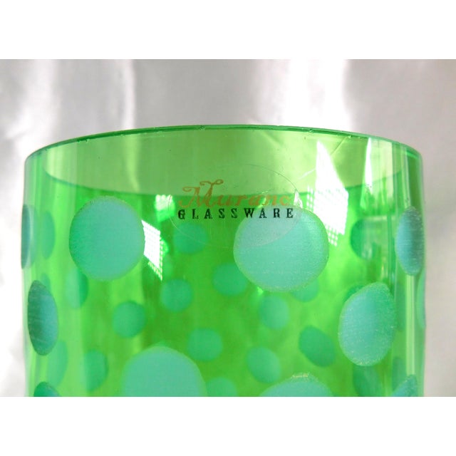 Glass 1970s Tall Green Cut to Clear Murano Glassware Vase For Sale - Image 7 of 7