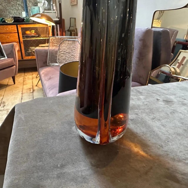 1970s Modern Green and Brown Sommerso Murano Glass Vase by Seguso For Sale - Image 6 of 13