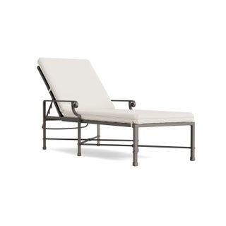 Brown Jordan Venetian Adjustable Chaise Lounge, Mica frame with Fusion Natural fabric For Sale