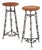 Pair of Artist-Made Iron and Oak Stools, C 1960 For Sale