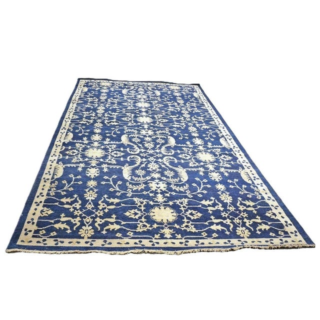 Persian Sultanabad Wool 6x10 Navy Blue & Ivory Handmade Area Rug #1144038