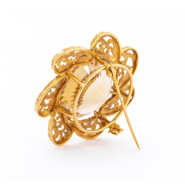 Contemporary 14k Yellow Gold Smoky Quartz Brooch For Sale - Image 3 of 5
