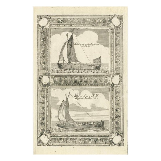Vincenzo Coronelli, English Galleons & Dutch Vessels, 1690, Copper Engraving on Paper For Sale - Image 9 of 9