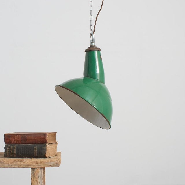 Green Enamel Parabolic Light from Benjamin, 1940s For Sale - Image 4 of 8