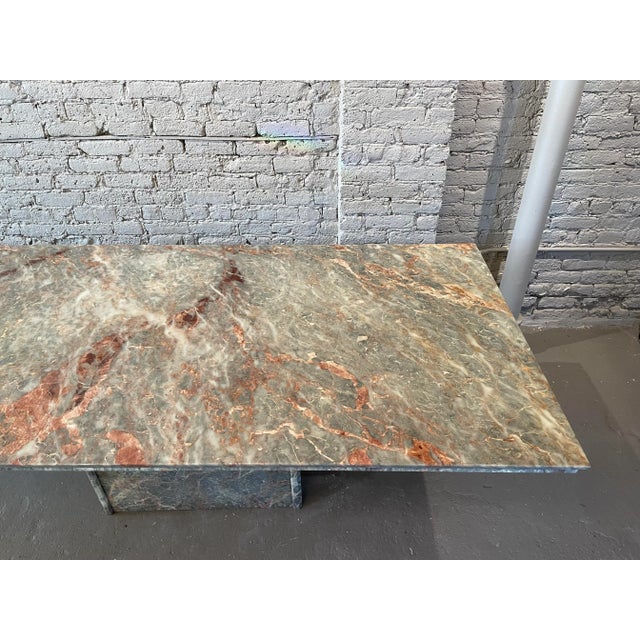 Postmodern 1980s Italian Fior Di Pesco Marble Postmodern Vintage Dining Table For Sale - Image 3 of 13