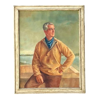 Monumental 1947 Zofia Tomek Framed Portrait Painting For Sale