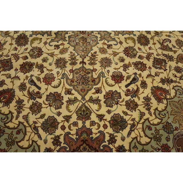 Traditional 1940s Beige Traditional Medallion Antique Tabriz Knotted Wool Room Size Rug For Sale - Image 3 of 4