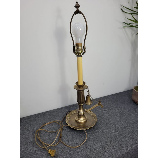 Vintage 1970s Frederick Cooper Brass Candlestick Table Lamp with Bell For Sale - Image 9 of 9