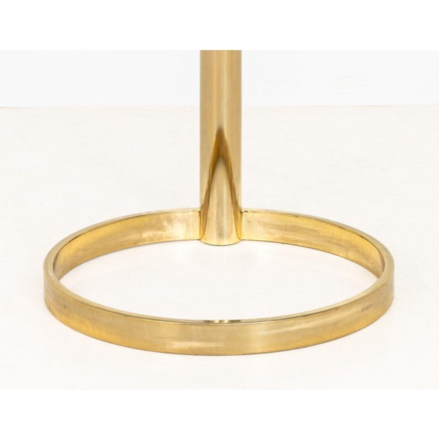 Modern Circular Glass Top Brass Coffee Table For Sale - Image 4 of 7
